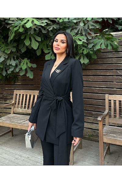 pembekurdelem Black Women's Jacket and Trousers Set - Tied