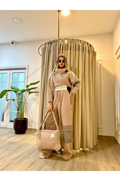 POODLE Pantaloni de sport Jogger cu detaliu din cauciuc pentru femei