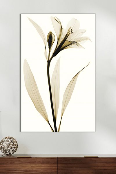 Vosevu Delicate Flower Glass Painting on White Background, Modern Home and Office Decor, Gift Wall Decoration