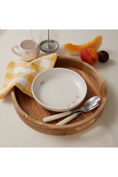 PINKU Ceramics طقم أطباق حفرة مصنوعة يدويًا من السيراميك على شكل زهرة - 20 سم و15 سم