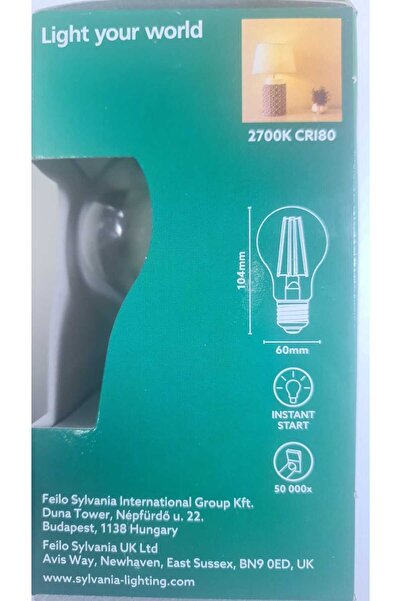 Sylvania 7W ŞEFFAF LED AMPÜL E27 2700K GÜNIŞIĞI