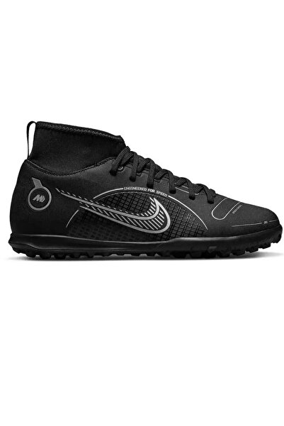 Nike Superfly 8 Club Jr. Black Black High Top Kids Astroturf Field Shoes