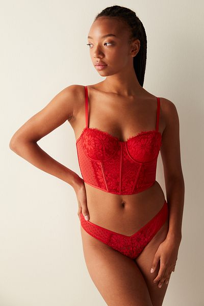 Penti Red Croplet with Lace Knit Detail