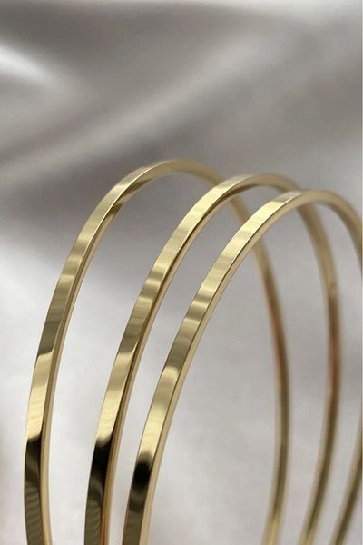 MRROCKS 3 Pieces Ajda Gold Colored Stainless Steel Bracelet