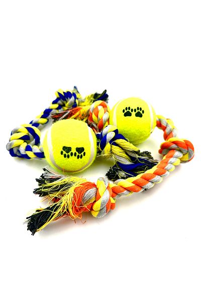 Tasma Market 30cm Dental Drawstring Dog Training Ball Toy Set