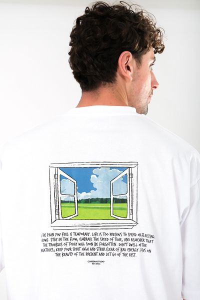 Coredra Ανδρικό T-Shirt Journey Oversize Fit - Λευκό