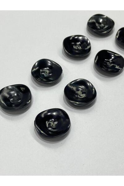 karantuhafiye Σετ 8 Μαύρα κυματιστά γιλέκα και κουμπιά ζακέτας - 1,5 cm m006