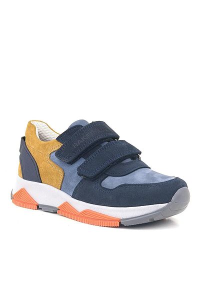 Rakerplus Genuine Leather Navy Blue Tan Kids Sneakers Sports Shoes