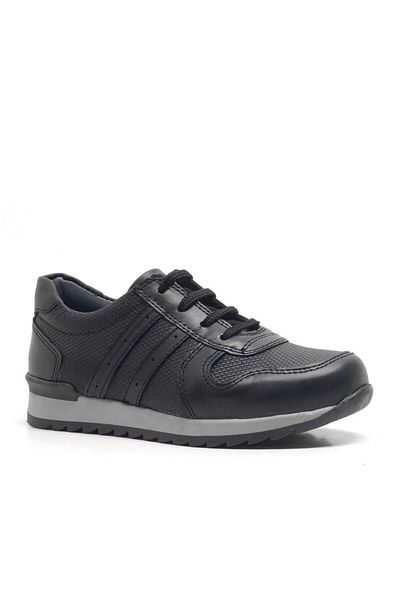 Rakerplus Pantofi de școală sport pentru băieți din piele naturală cu fermoar negru