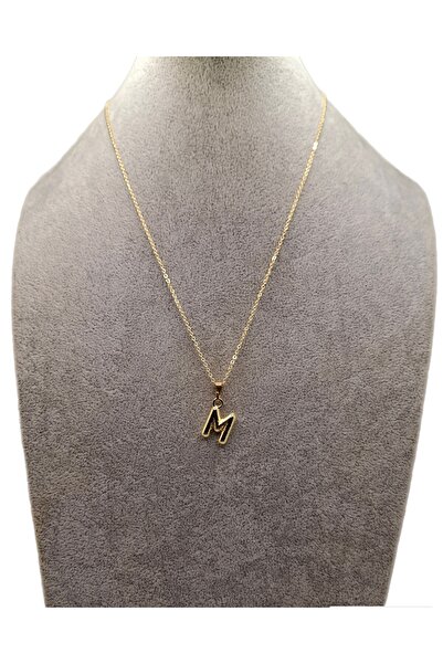 Han Ticarethane قلادة نموذج بالون حرف M منقوشة باللون الذهبي