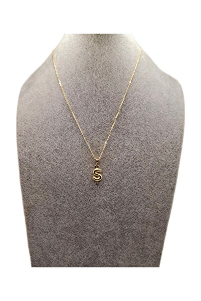 Han Ticarethane Altın Renk Çizgi Desenli Ş Harfi Balon Model Kolye