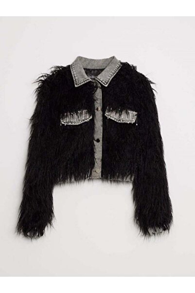 Robin 99444 Taşlı Peluş-Jean Mont Siyah