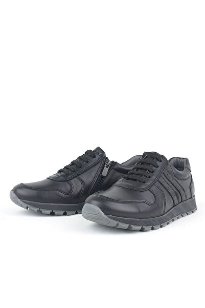 Rakerplus Μαύρα παιδικά αθλητικά παπούτσια από γνήσιο δέρμα