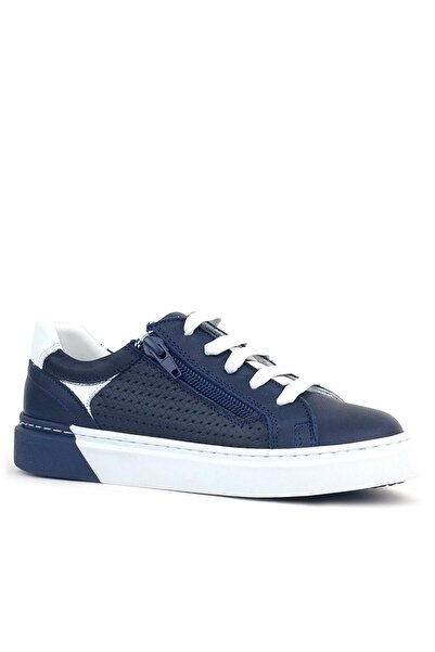 hapshoe Genuine Leather Alessio Navy Blue Lace-Up Boys' Sports School Shoes
