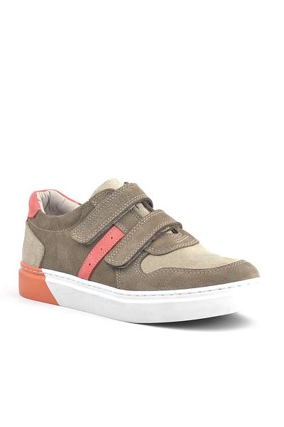 Rakerplus Pantofi sport pentru băieți din piele naturală cu velcro culoare nisip