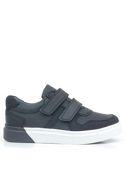 Rakerplus Genuine Leather Black and White Velcro Sneakers for Boys