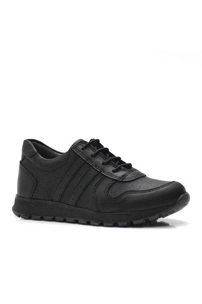 Rakerplus Pantofi de școală sport pentru băieți din piele naturală cu fermoar negru