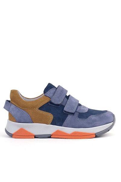 Rakerplus Pantofi sport pentru copii, piele naturală, albastru, piele de căprioară, maro, cu velcro