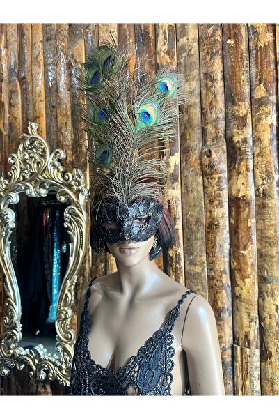 ARZUSONMEZ Parti Balo Maskesi Venedik Tavus Kuş Tüy Özel Tasarım