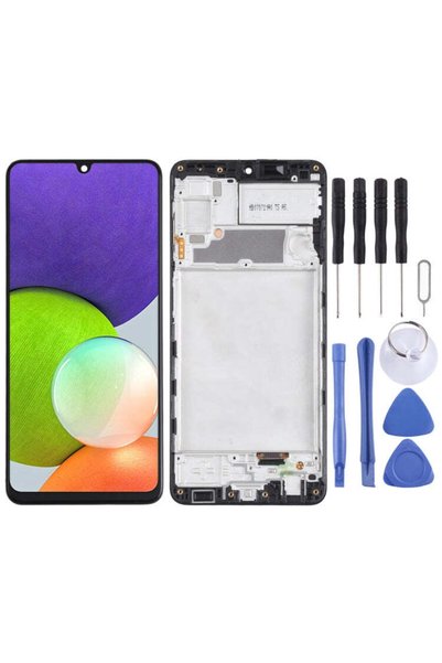 indirimplus Samsung Galaxy A22 4G LCD Ekran Siyah ve Çerçeveli +Tamir Seti