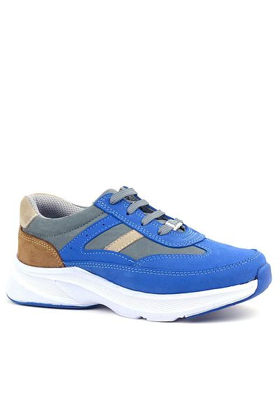 Rakerplus Pantofi sport pentru copii, din piele naturală, anatomici, cu șireturi, albastru, maro