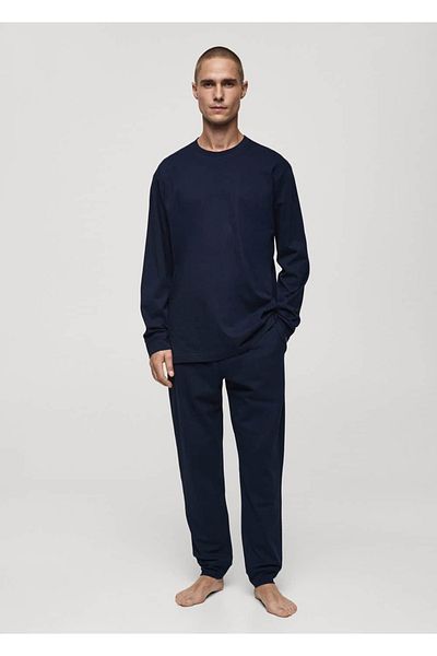 MANGO Man Langes Pyjama-Set aus 100 % Baumwolle