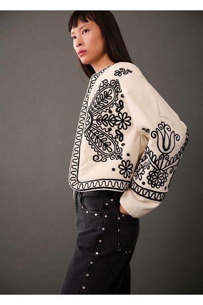 MANGO Woman Embroidered Cotton Jacket