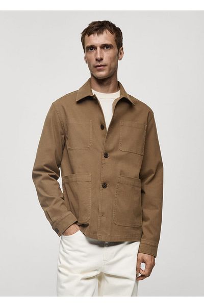 MANGO Man Cotton Shirt Jacket with Pockets
