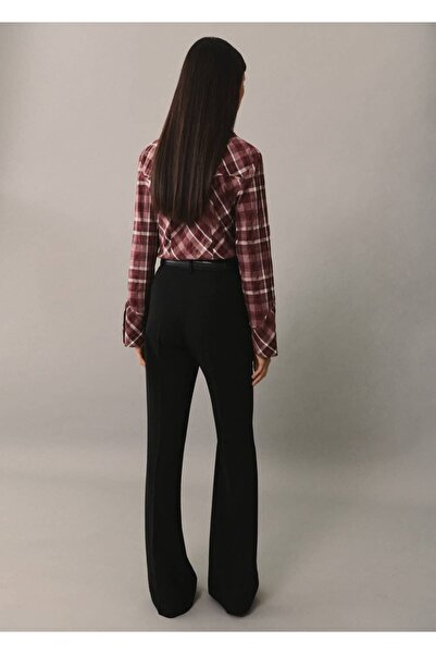 MANGO Woman Καρό βαμβακερό μπλουζάκι