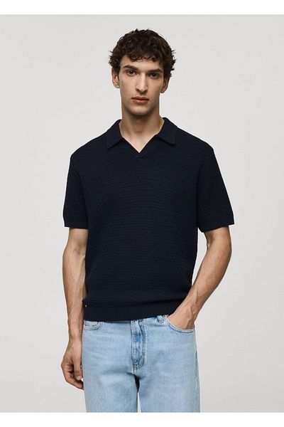 MANGO Man Geflochtenes Poloshirt