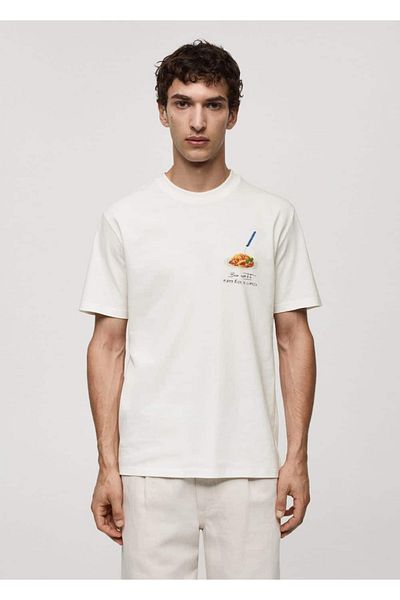 MANGO Man 100% cotton printed T-shirt