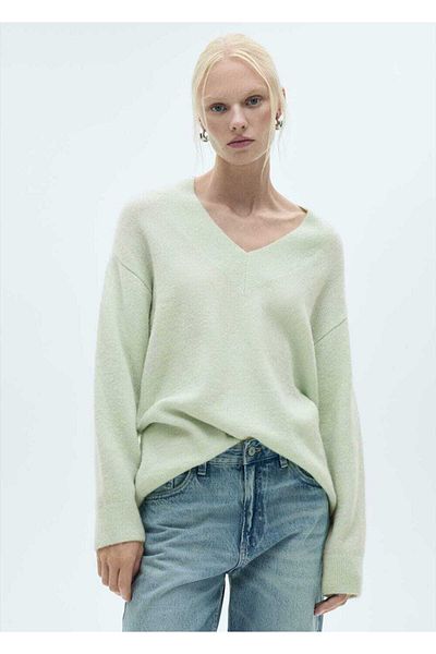 MANGO Woman Pulover supradimensionat cu guler ascutit