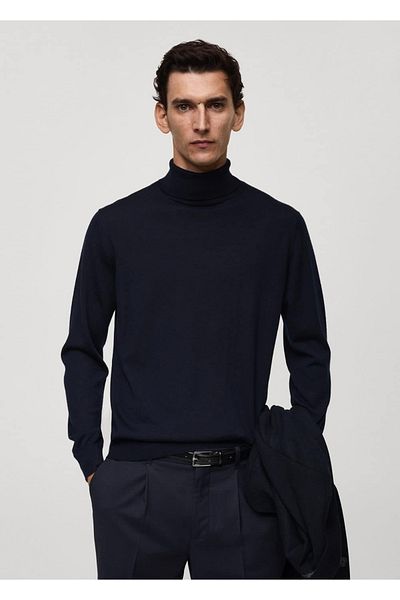 MANGO Man 100% Merino Wool Turtleneck Sweater