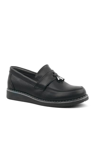 Rakerplus Black Matte Loafer Classic Children's Shoes