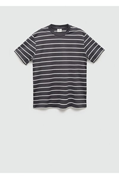MANGO Man Pamuklu Çizgili Tişört