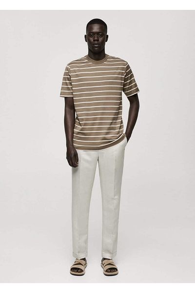 MANGO Man Gestreiftes T-Shirt aus Baumwolle