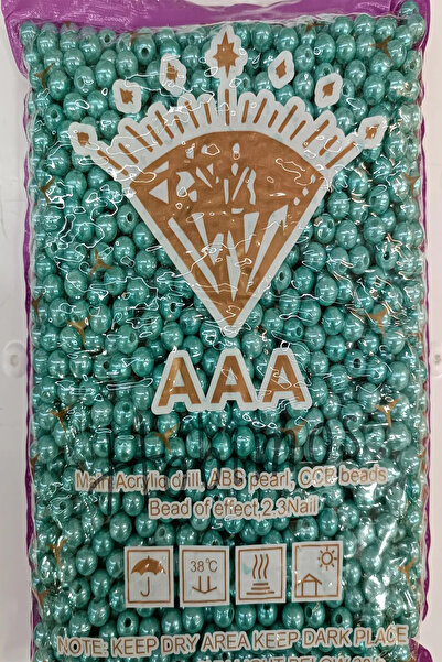 Hobimos 500 Gr 8 mm Renkli Kaplama Plastik İnci - Turkuaz Renk Kaplama Plasti...