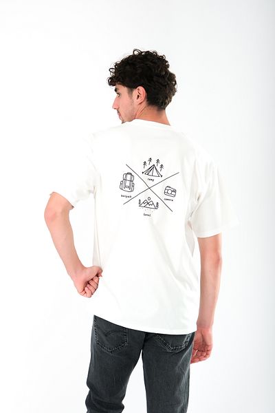 Coredra Camp Life Oversize Fit T-Shirt Ανδρικό - Εκρού