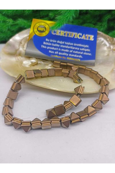 The Magıc of Healıng Hematite Brown Pyramid Cut Natural Stone - 8X8X8 Matte Finish Certificate