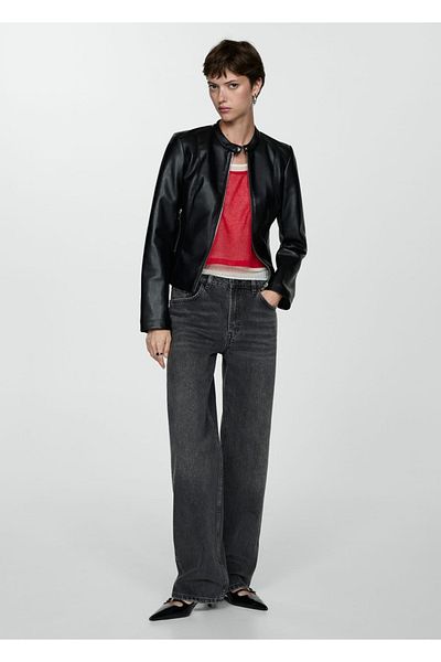 MANGO Woman Zippered Biker Jacket