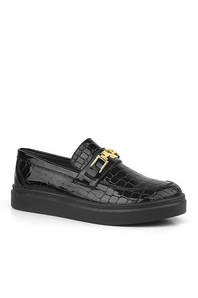 Rakerplus Black Patent Leather Buckle Loafer Children's Classic Shoes
