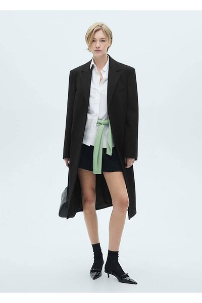 MANGO Woman Belted, Molded Double Fabric Coat
