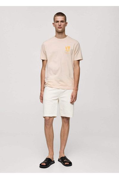 MANGO Man T-Shirt aus 100 % Baumwolle mit Brustaufdruck