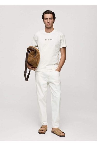 MANGO Man T-Shirt aus Baumwolle mit normaler Passform und Muster