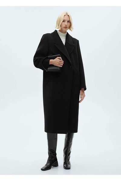 MANGO Woman Overcoat - Stylish Designed Scroll Fabric