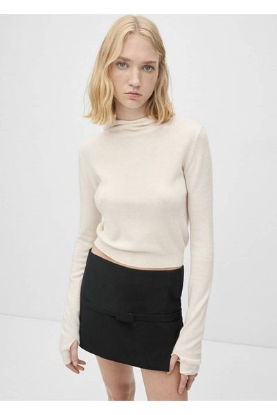 MANGO Woman 100% Wool Hooded Sweater