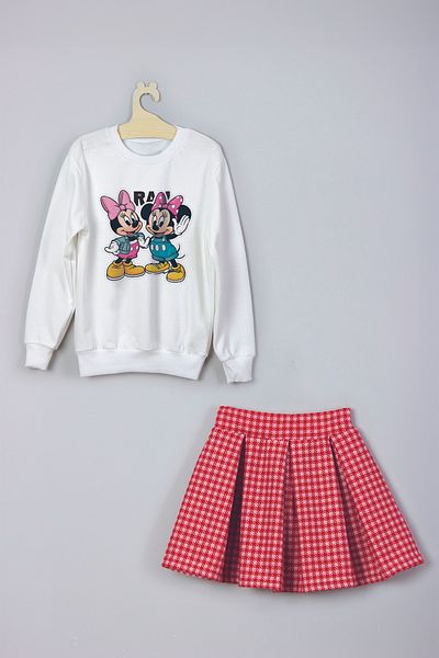 MYADA Hello Miki Plaid Checkered Sweatshirt and Skirt Set - Brothers Printed 22540
