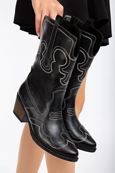 Ms Sugar Cizme scurte Western Cowboy pentru femei din piele artificială, brod...