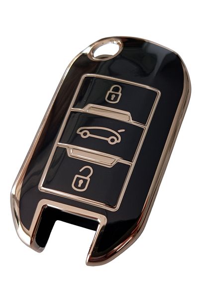 Kasey Black Gold Key Remote and Case Cover Compatible with Peugeot 301 Citroen C-Elysee