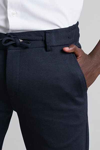 PERPANT Slimfit Beli Lastikli Ve İplikli Kışlık Kumaş Likralı Jogger Pantolon
